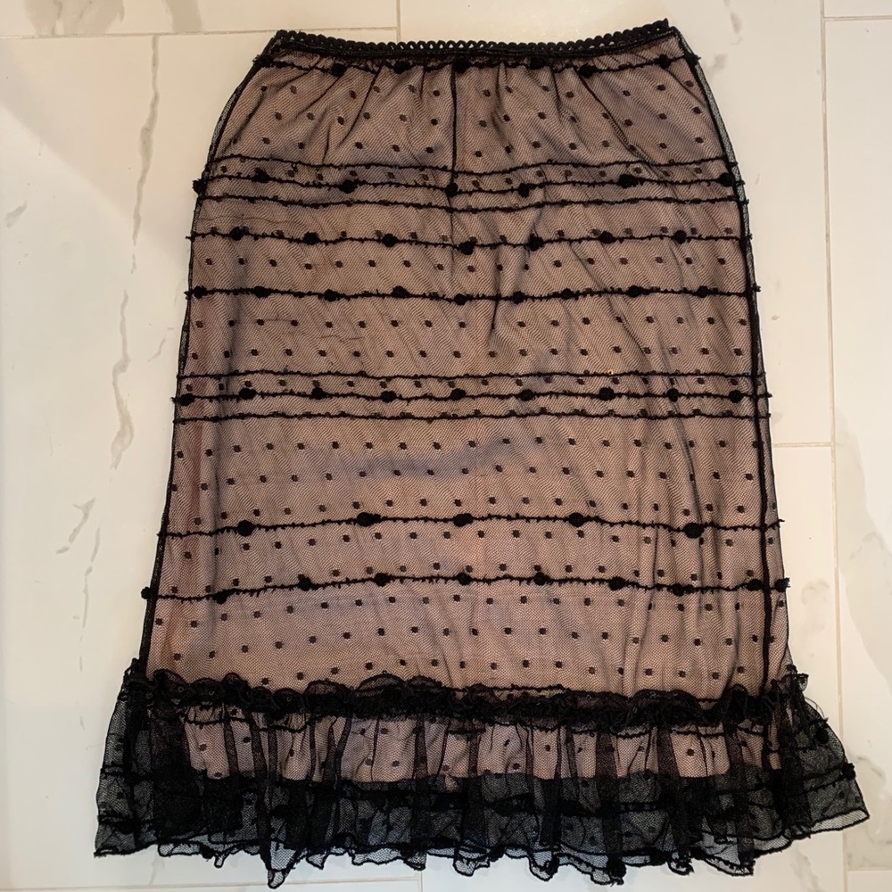 Beau boi black mesh pencil skirt with nude lining